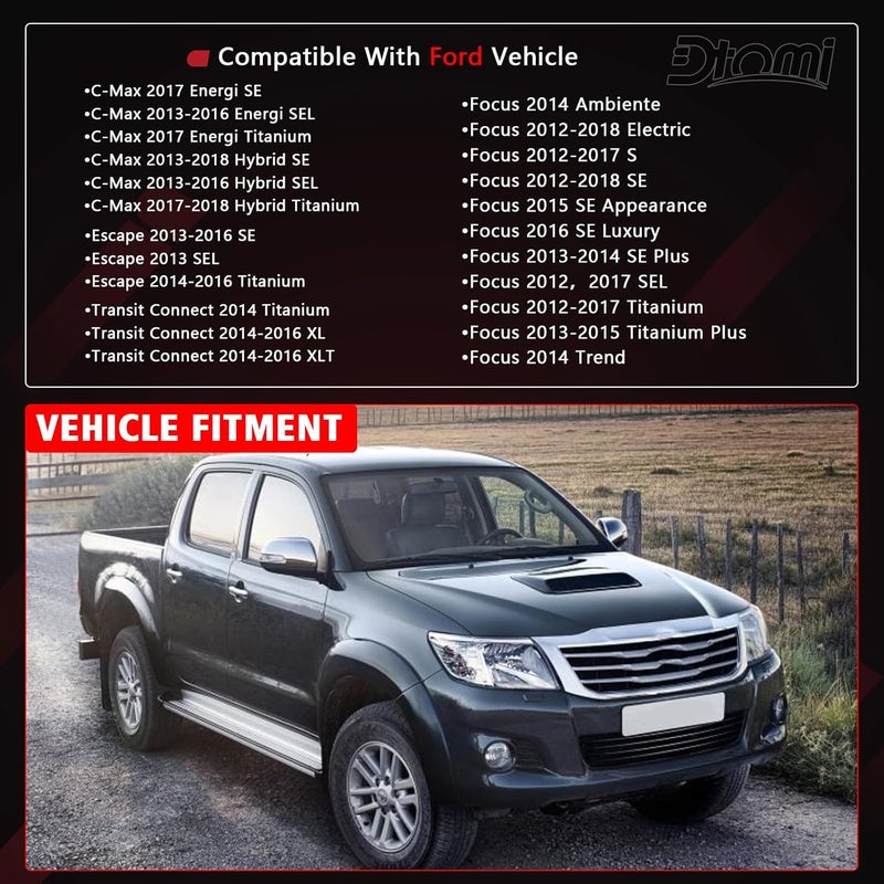Dtomi خزان سائل التبريد للمحرك، خزان التمدد مع غطاء، متوافق مع سيارات فورد C-Max 2013-2018، Escape 2013-2016، Focus 2012-2018، Transit Connect 2014-2016، استبدال# 603-382 - Image 3